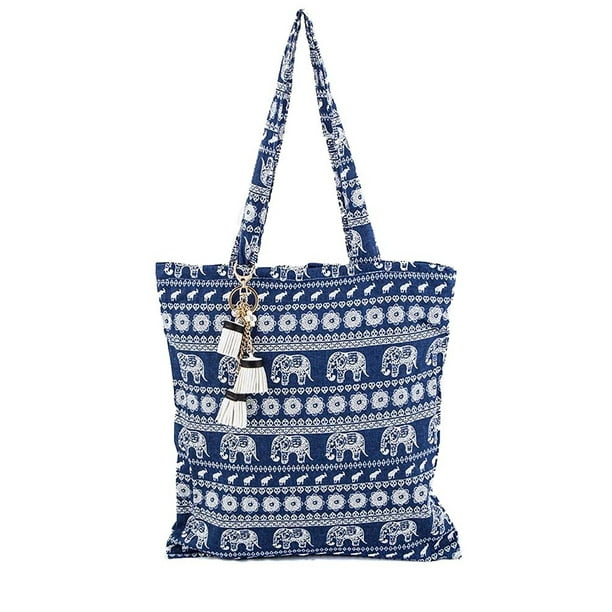 Tribal Elephant Canvas Tote Bag Large Oversized Jacquard Textured Handbag Boho Tribal Elephant Canvas Tote Bag Large Oversized Jacquard Textured Handbag Boho